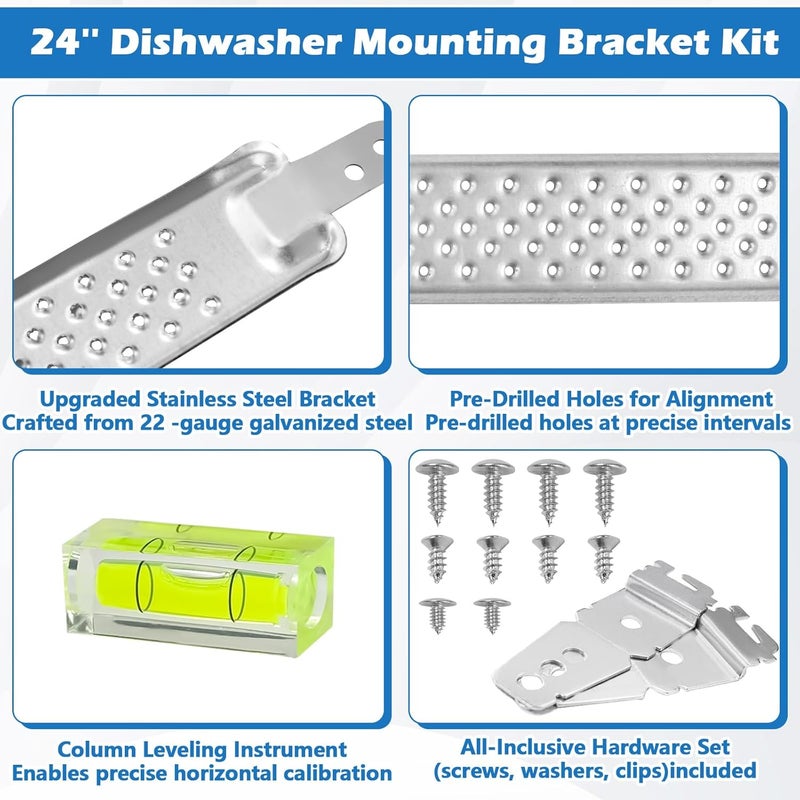 BigHead W10426979 24'' Dishwasher Mounting Bracket Kit with Column Level Fit for Whirlpool KitchenAid Maytag 24 Inch Dishwashers for Granite & Quartz Countertops Replaces AH3632890 EA3632890 PS3632890 - Image 3